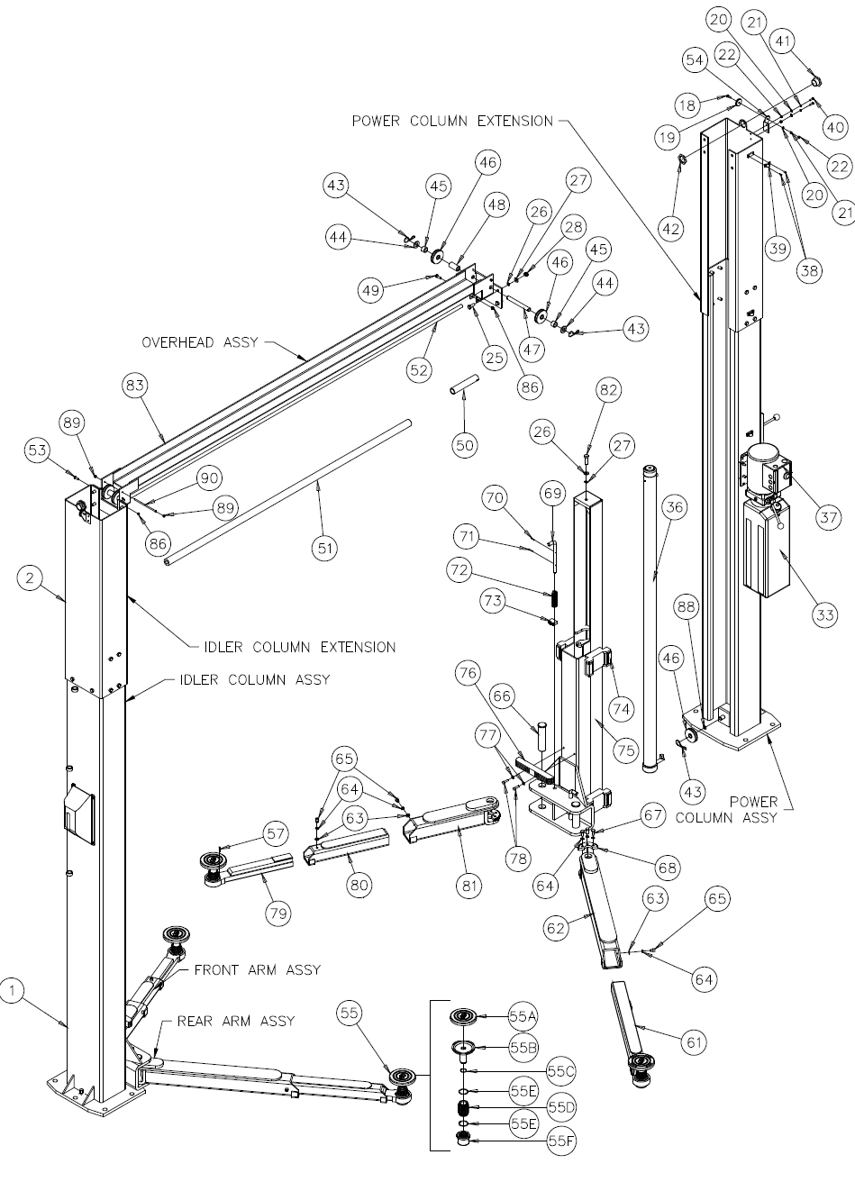 Complete Lift- E10 2008 and Earlier E10 2008 and earlier parts Breakdown