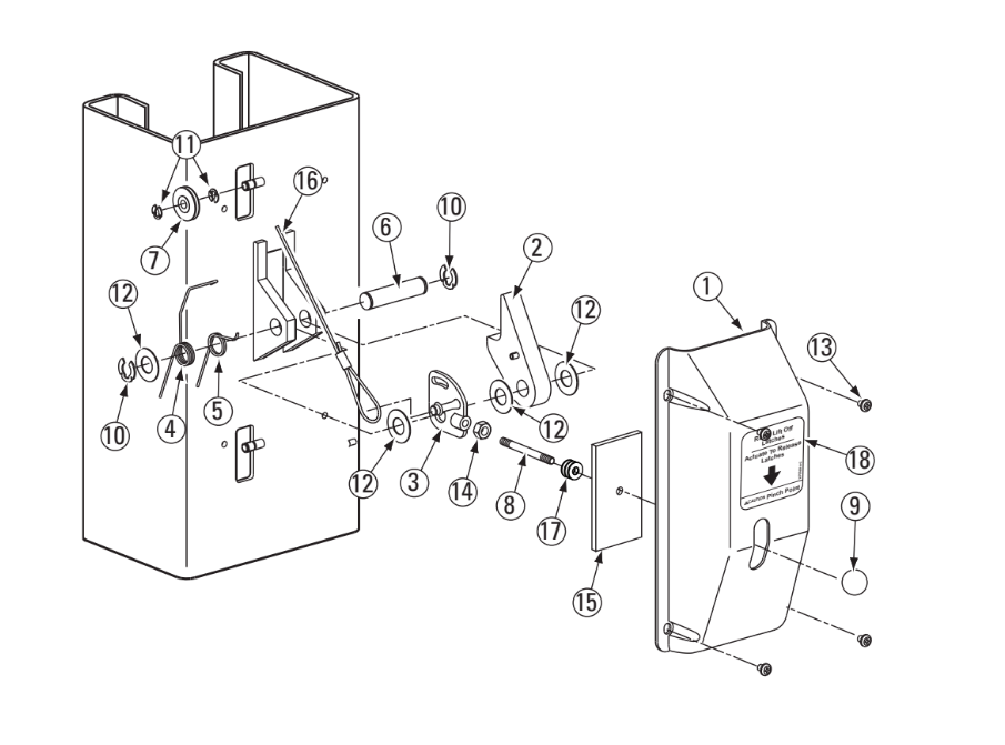 DL9 LOCKING LATCH DETAIL (RIGHT COLUMN) Direct Lift DL9 Locking Latch Detail (Right Column)
