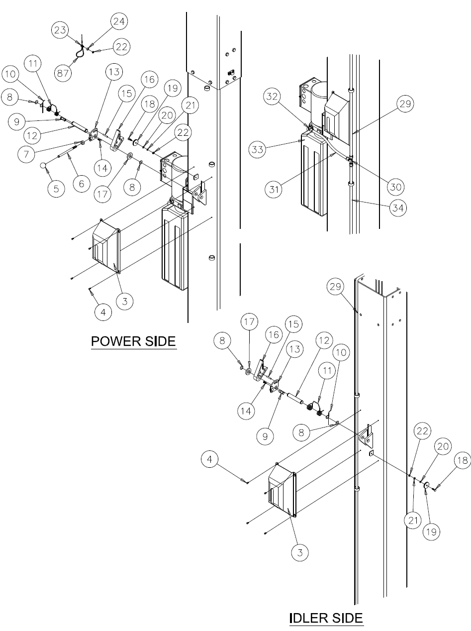 e10 2008 plus lock parts E10 2008+ Idler / Power Column