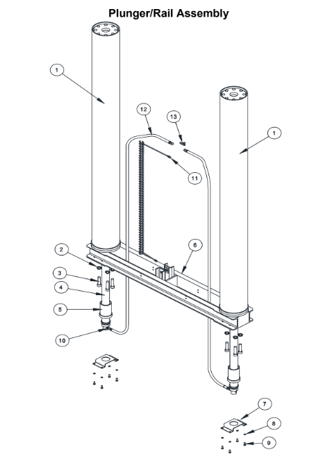 EV1020-EV1220-EV1520 Plunger:Rain Assembly EV1020-EV1220-EV1520 Plunger/Rail Assembly