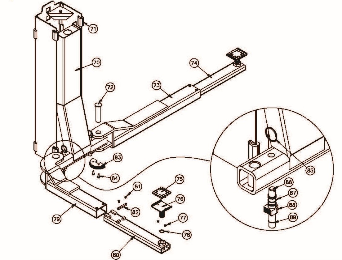 CL10 2007 carriage older with thread in weldments Challenger Cl10 Carriage & Arms ( old style with threaded arms)