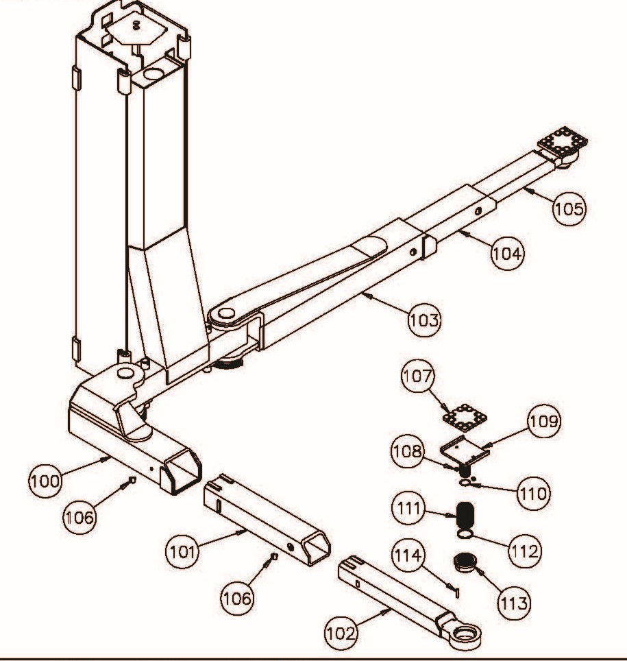 CL10 IOM carriage newer drop in square pads CL10 Carriage and Arms-( New style w/ Drop in Adapters)