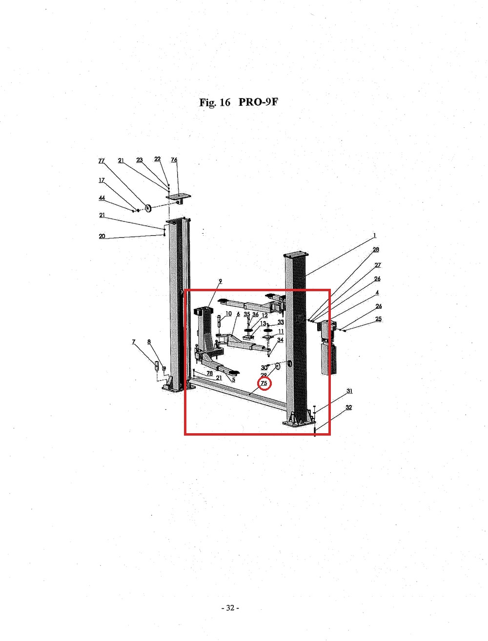 30400-A-3000 Floor Plate Weldment for 2-Column 8K / HR8000 / PRO-9 & PRO-9F 9K Lifts - full parts breakdown drawing