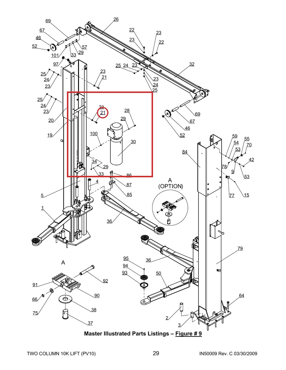 B10-12×25 M12×25 Hex Head Bolt for I12 / 8K & 10K Two-Column Lifts - full parts breakdown drawing