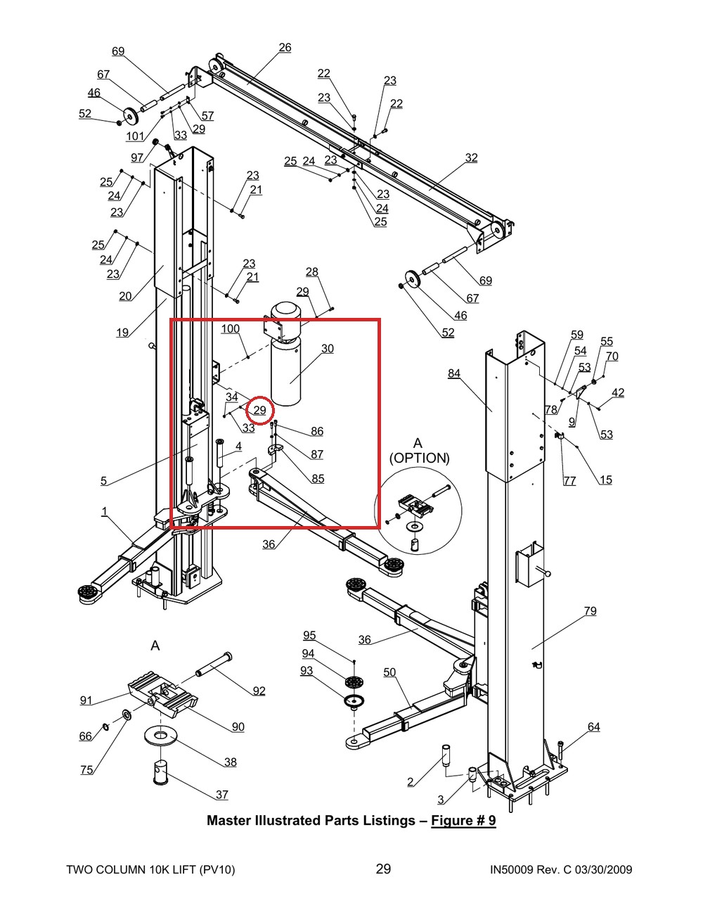 B10-6×20 M6×20 Hex Bolt for I12 / 2-Column 10K / PRO10 Lifts - full parts breakdown drawing