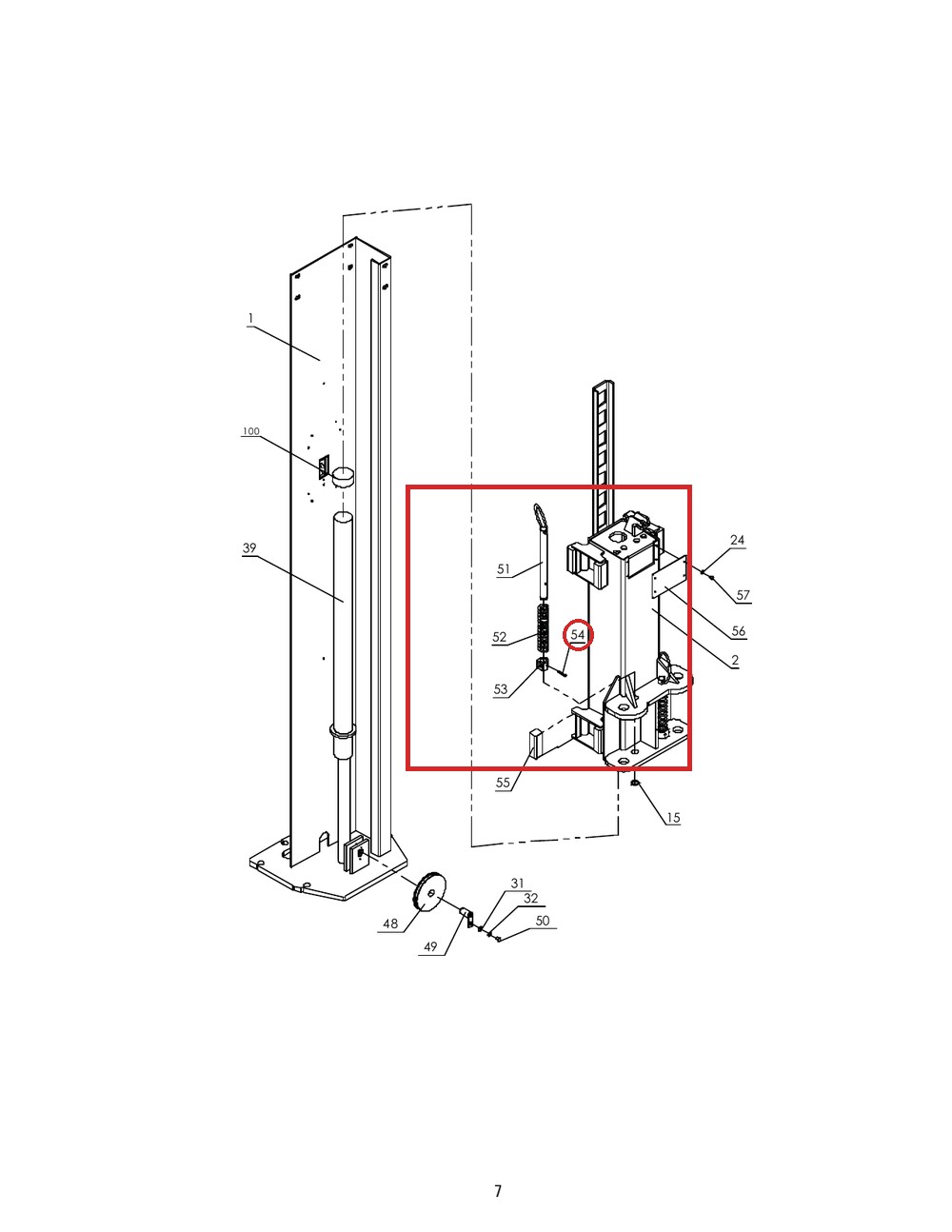 B51-6×40 Roll Pin 6mm x 40mm for I12, 10K 2-Post & Pro 9F Floor Plate Lifts - full parts breakdown drawing