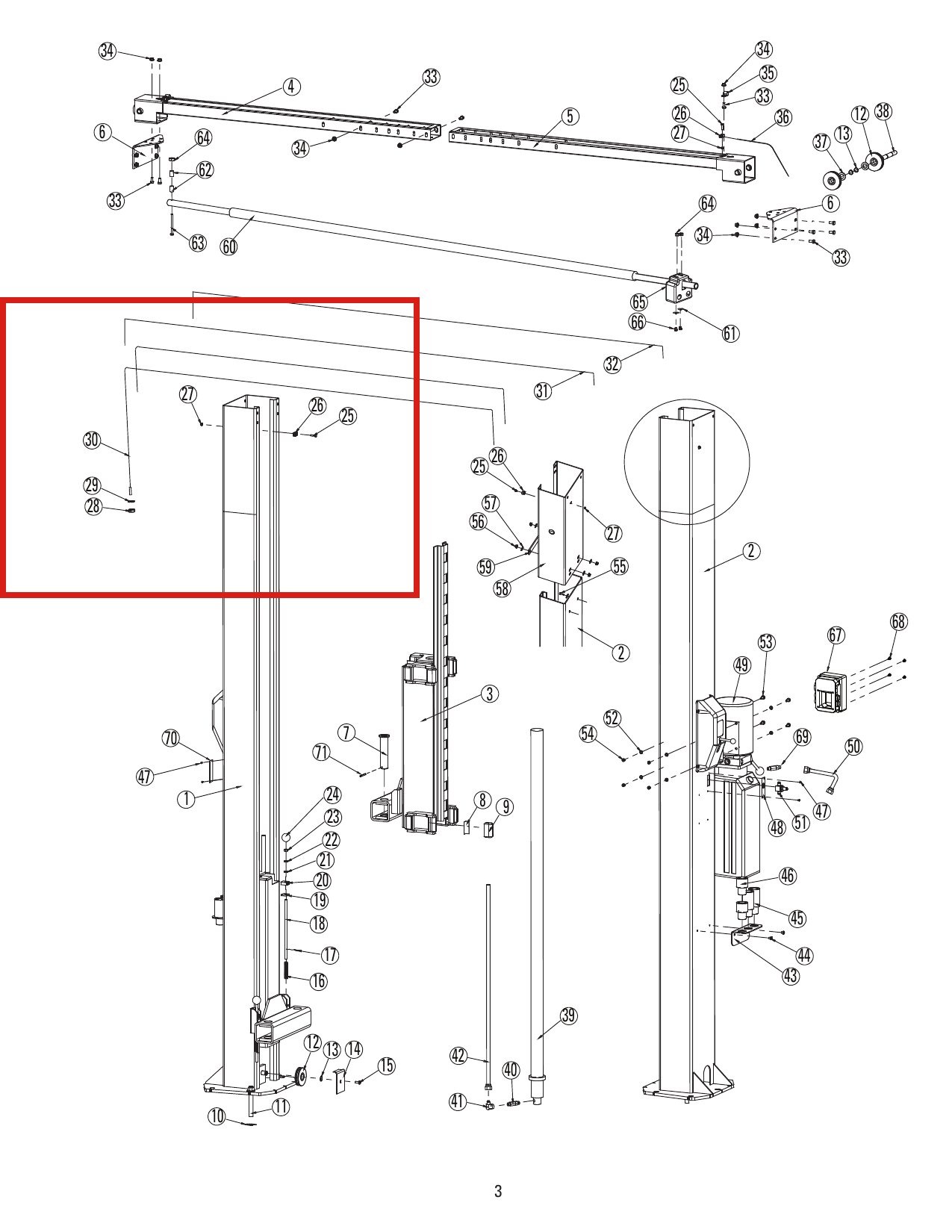 Cable fits Forward 2 Post DP10AN200, I10N100, RTP10, Cable TP10-6001 Car Hoist Wire Rope parts diagram (location)