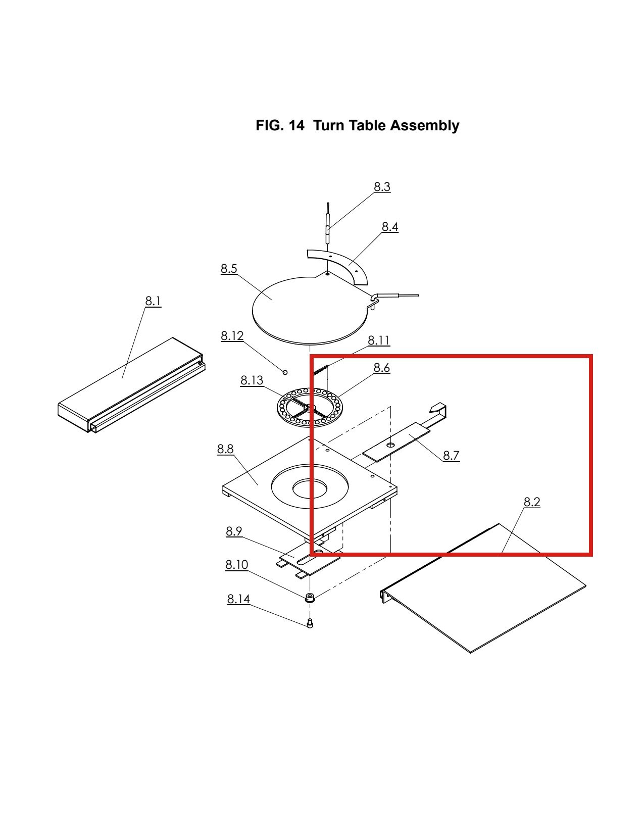 Direct Lift 55000-4 Turn Table Scale Needle for PRO14F 14,000 lb 4-Post Lift parts diagram (location)