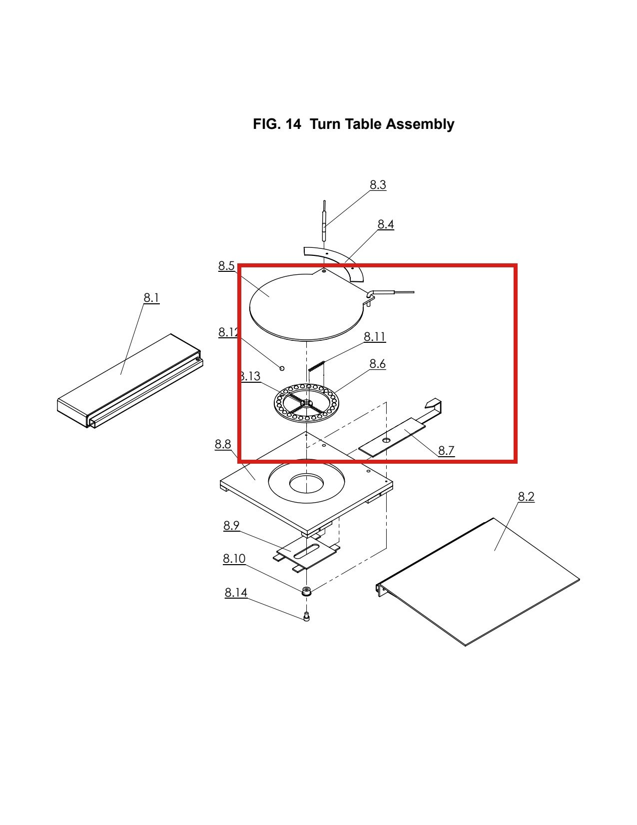 Direct Lift 55000-8 Turn Table Bearing Frame for PRO14F 14,000 lb 4-Post Lift parts diagram (location)
