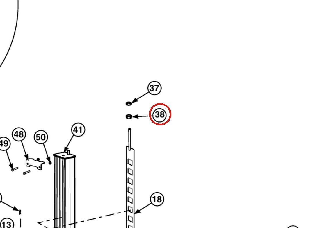 Direct Lift 913602 (40760) 3/4"-16 Hex Nut Grade 5 for DP10 & I10N Two-Post Lifts parts diagram