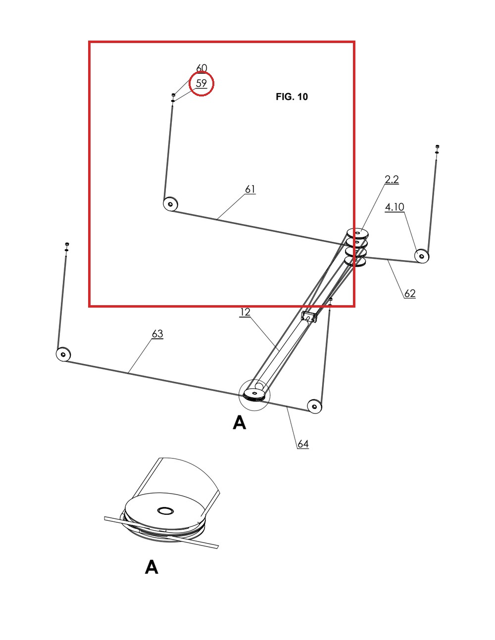 Direct Lift B41-22 22mm Washer for CR14 & PRO14F Cable / Sheave Assemblies - full parts breakdown drawing
