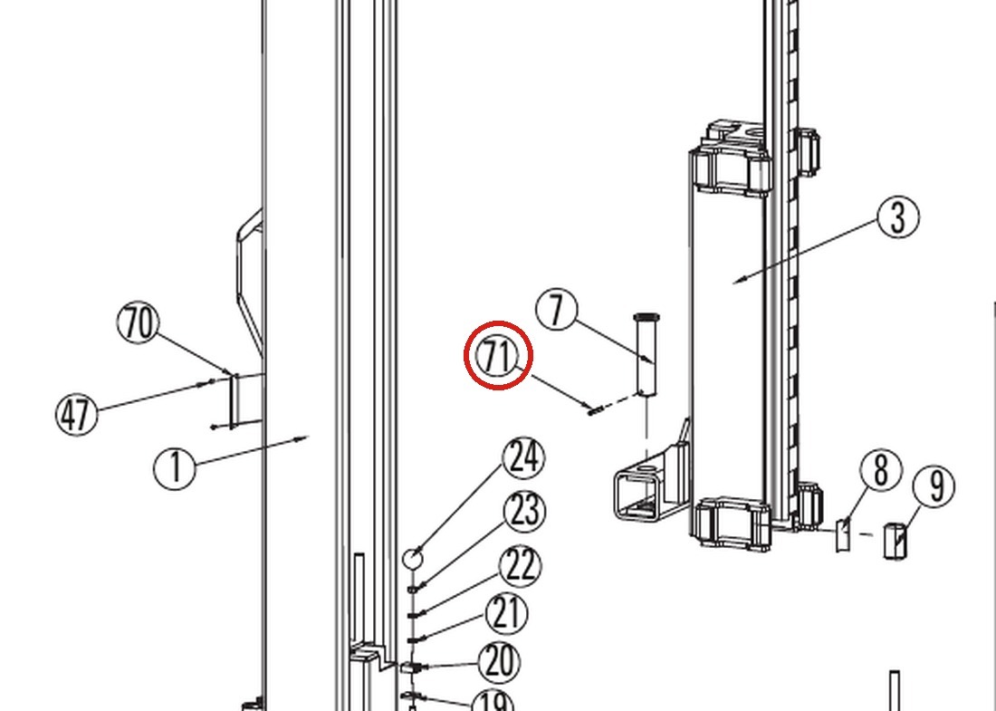 Direct Lift B51-6X20 Spring Pin 6mm x 20mm for DL9, DP10 & I10 Lifts parts diagram