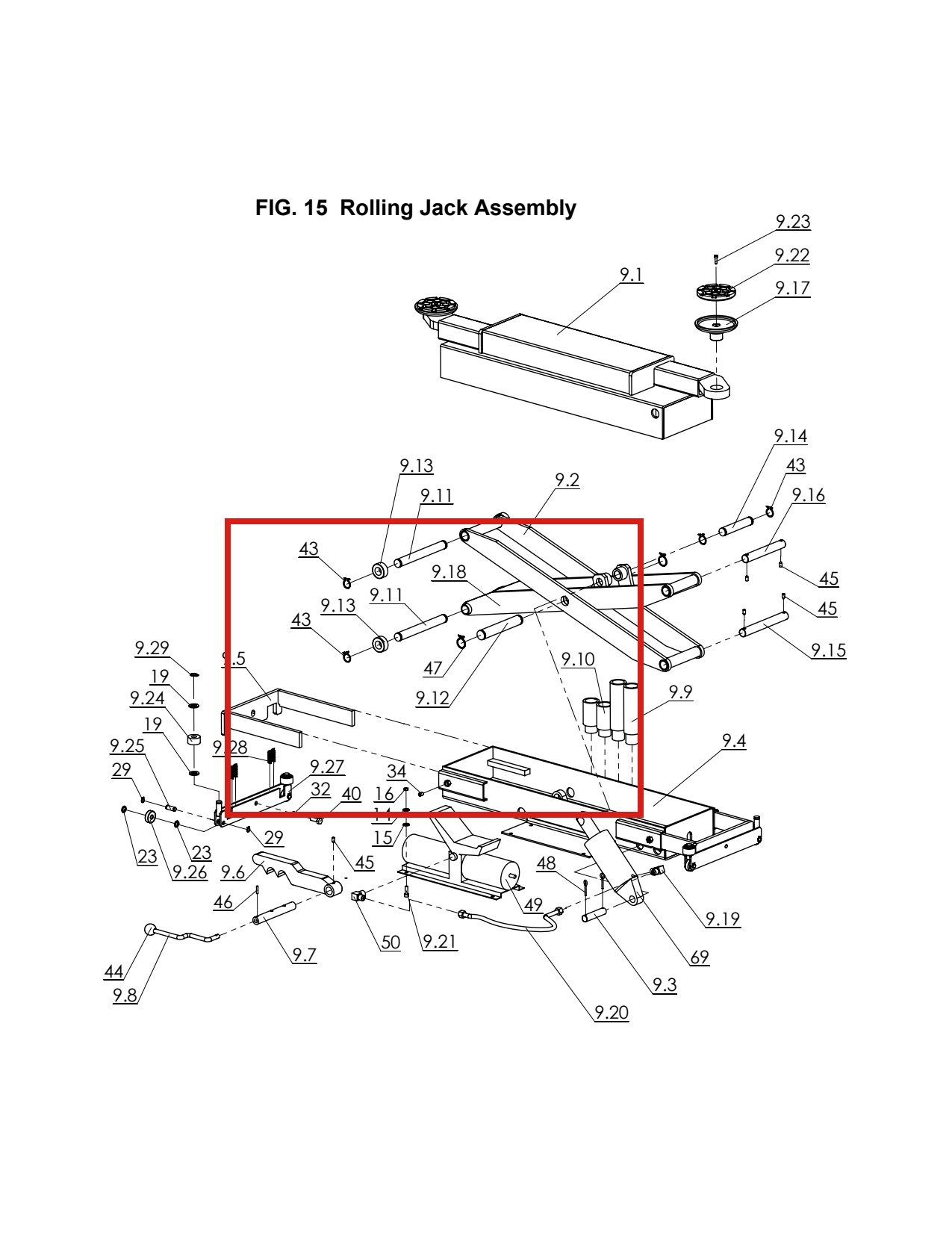 Direct Lift B60-30 Shaft Ring 30mm for PRO14F 14K Lift Rolling Jack parts diagram (location)