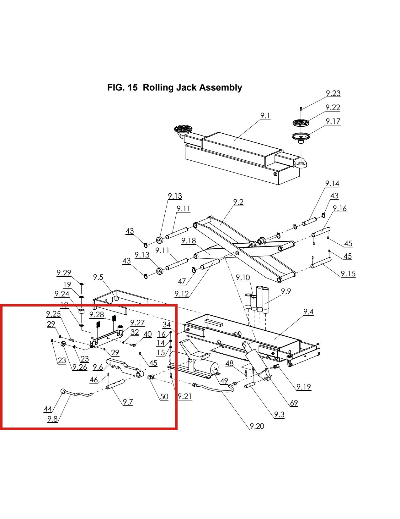 Direct Lift B70-6301 Bearing for PRO14F 14K Lift Rolling Jack Assembly parts diagram (location)