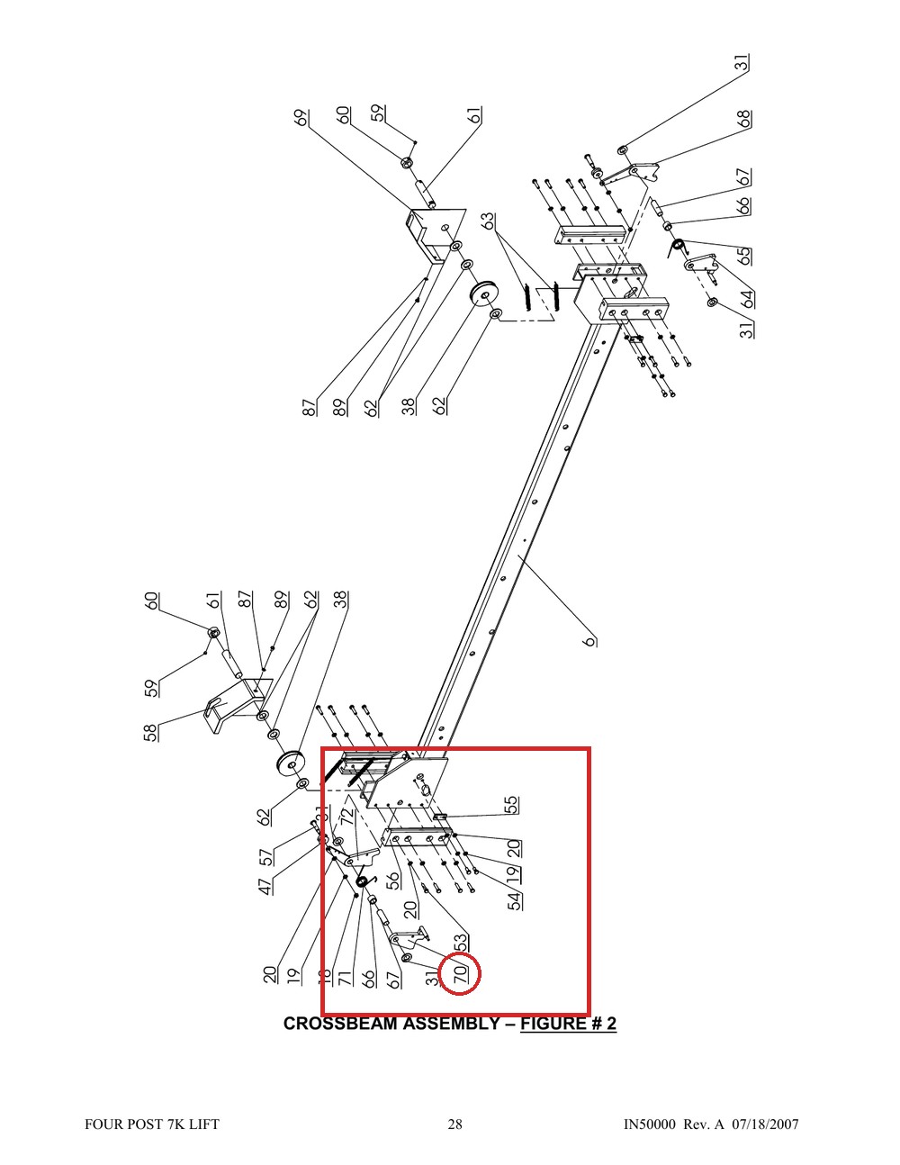 Direct Lift DP8-2011 Trigger Lock B Work Lock for 7K & 8K 4-Post Parking Lifts (PP8 Plus) - full parts breakdown drawing