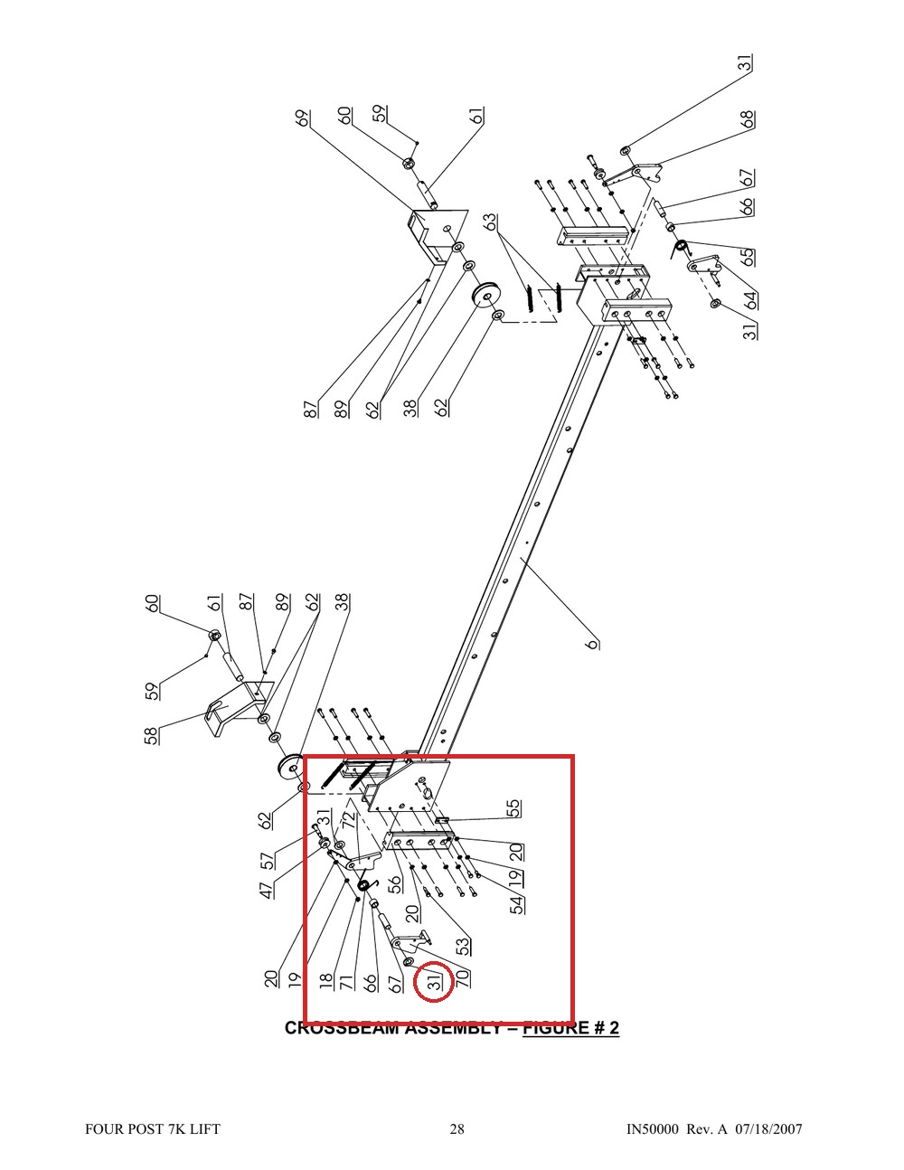 Direct Lift DP8-2013 Flat Washer Ø20 for 7K & 8K 4-Post Parking Lifts (PP8 Plus) - full parts breakdown drawing