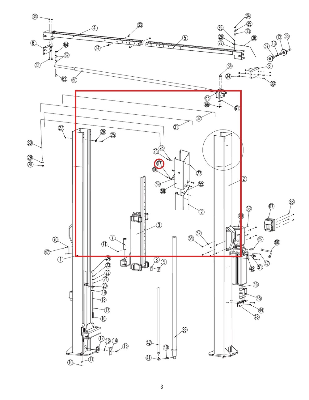 Direct Lift H4D-2000-10 1/2" Flat Washer for DP-7 Parking Lift, DL9 and I12Pro Lifts (Same as 40920) - full parts breakdown d