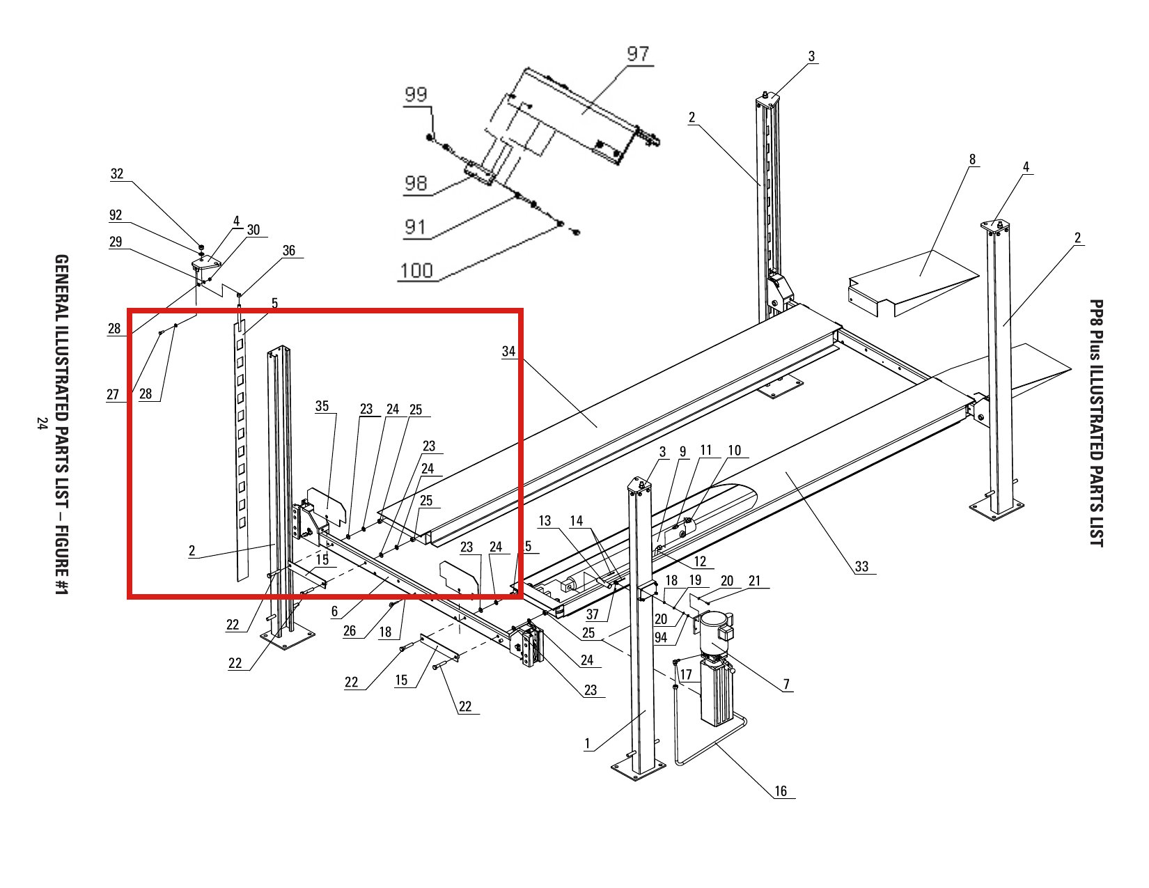 Direct Lift H4D-5001 Car Stop Plate (Wheel Stop) for 7K, 8K & DP-7 4-Post Parking Lifts parts diagram (location)