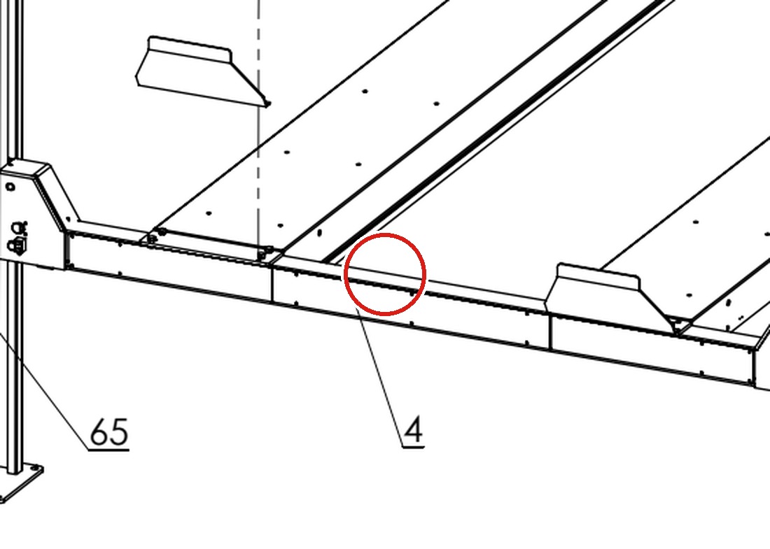 Direct Lift H4P-1100 Cross Beam Assembly, Driving Side parts diagram