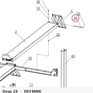 Direct Lift H4P-4006 Ramp Hinge Pin for CR14 14,000 lb & Pro 14F Lifts (Replaces H4P-4006FWD) - parts drawing detail