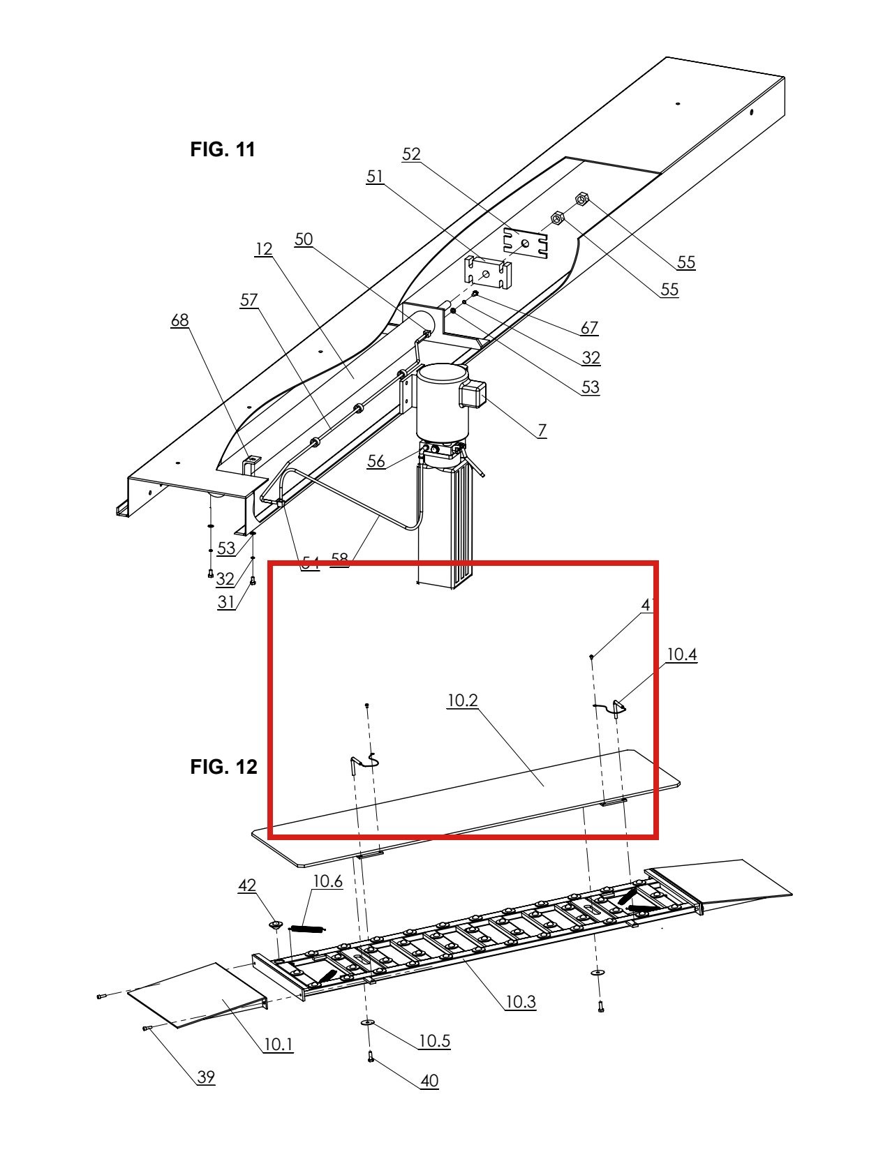 Direct Lift H4P-7300 Top Plate for Pro 14F 14,000 lb 4-Post Lift parts diagram (location)