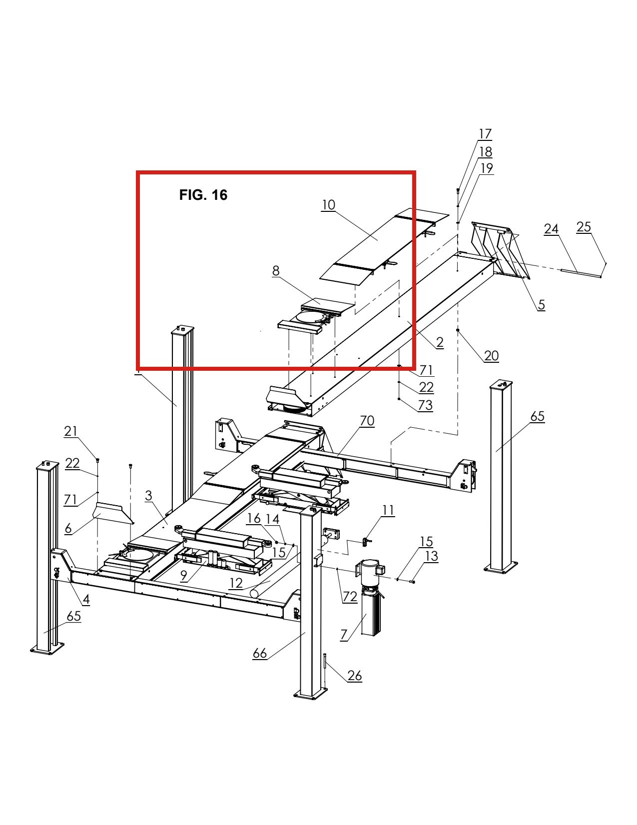 Direct Lift H4P-8000 Turn Table Assembly for Pro 14F 14,000 lb 4-Post Alignment Lift parts diagram (location)