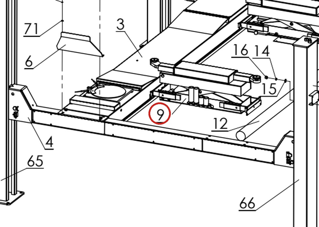 Direct Lift H4P-9000 RJ70 Rolling Jack for Pro 14F 14,000 lb 4-Post Lift parts diagram