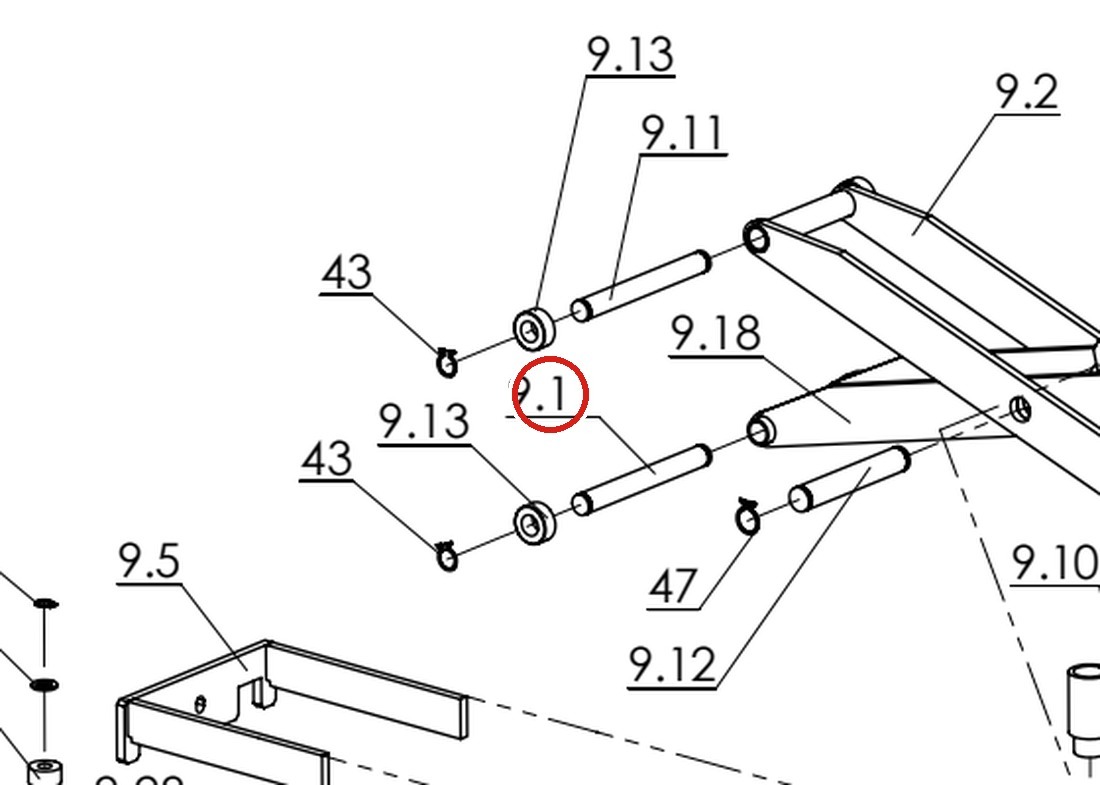 Direct Lift H4P-9002 Roller Shaft for RJ70 Rolling Jack – Pro 14F 4-Post Lift parts diagram