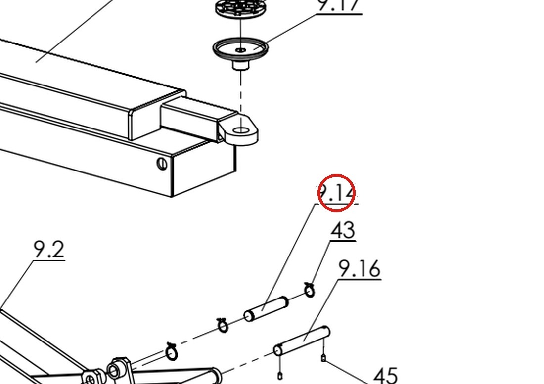 Direct Lift H4P-9006 Cylinder Pushing Pin for RJ70 Rolling Jack – Pro 14F 4-Post Lift parts diagram