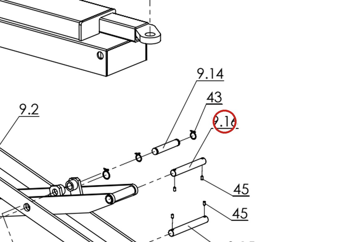Direct Lift H4P-9008 Short Scissor Shaft for RJ70 Rolling Jack – Pro 14F 4-Post Lift parts diagram