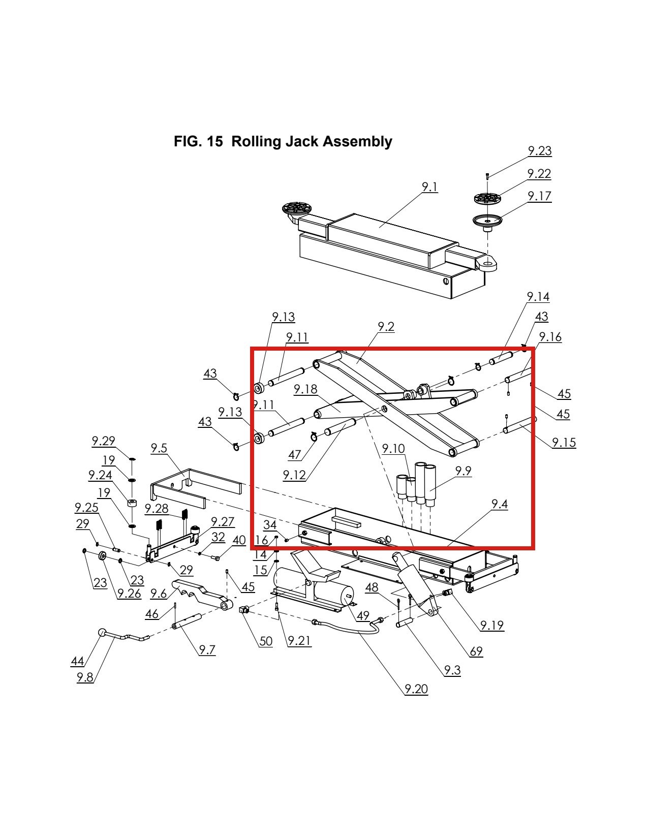 Direct Lift H4P-9010 3" Truck Adapter for RJ70 Rolling Jack – Pro 14F 4-Post Lift parts diagram (location)