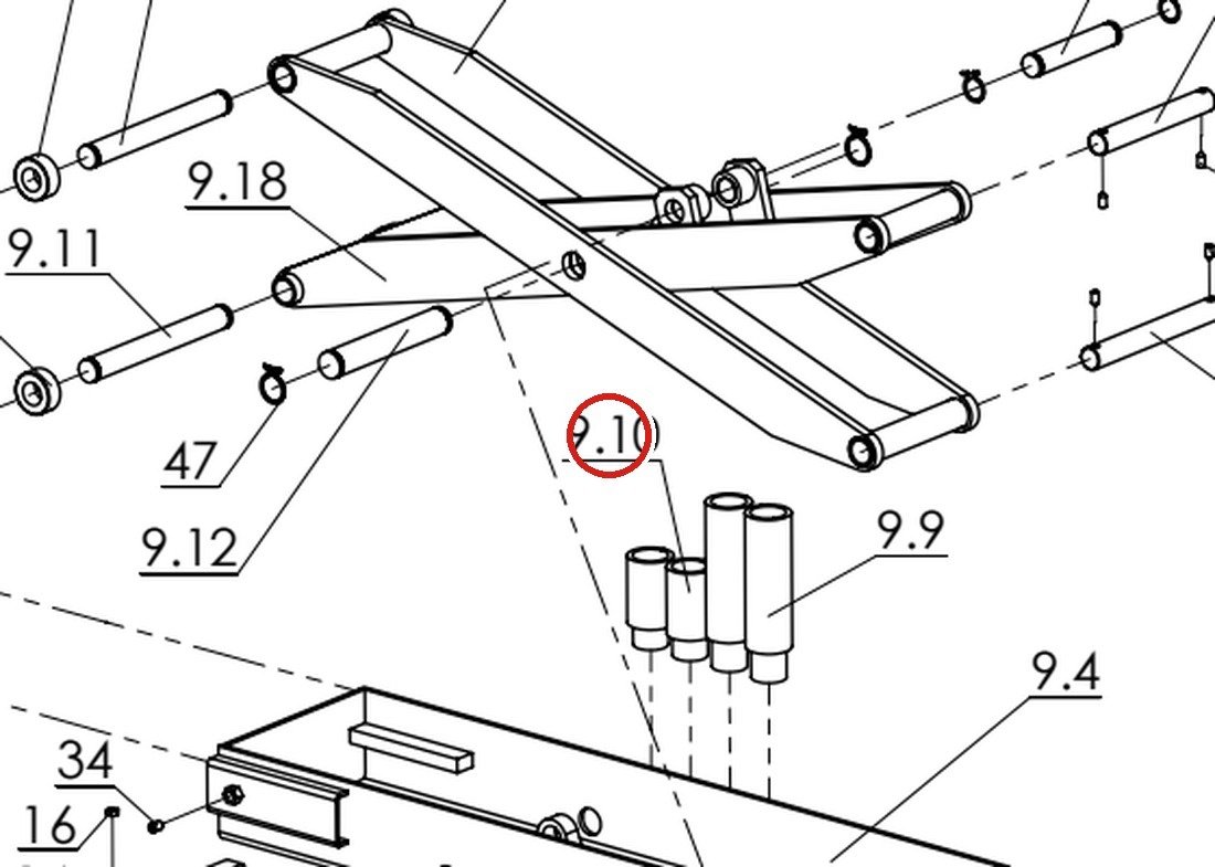 Direct Lift H4P-9010 3" Truck Adapter for RJ70 Rolling Jack – Pro 14F 4-Post Lift parts diagram