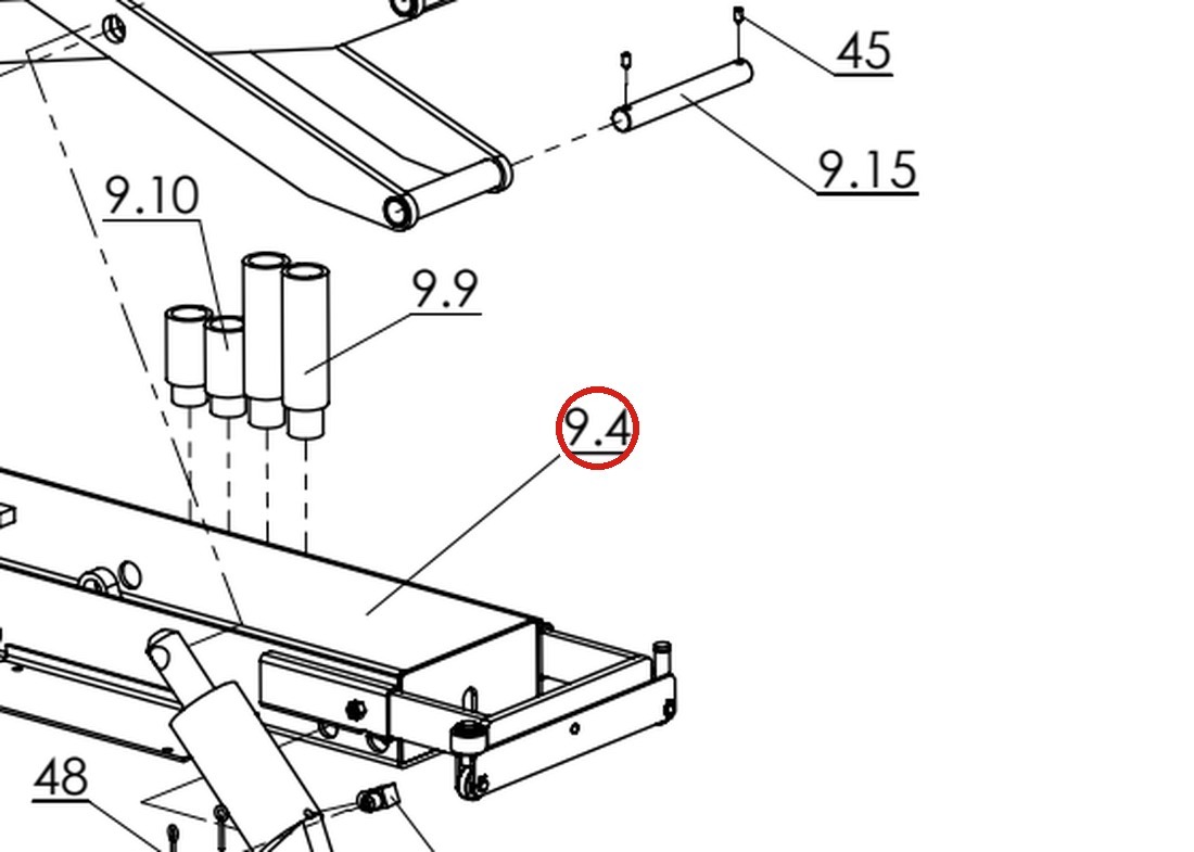 Direct Lift H4P-9200 Bottom Tray for RJ70 Rolling Jack – Pro 14F 4-Post Lift parts diagram