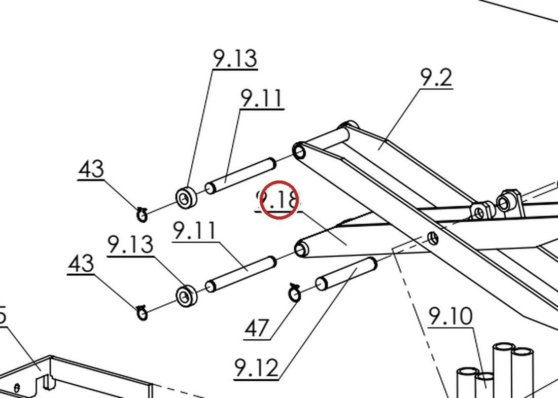 Direct Lift H4P-9300N Inner Scissor for RJ70 Rolling Jack – Pro 14F 4-Post Lift parts diagram