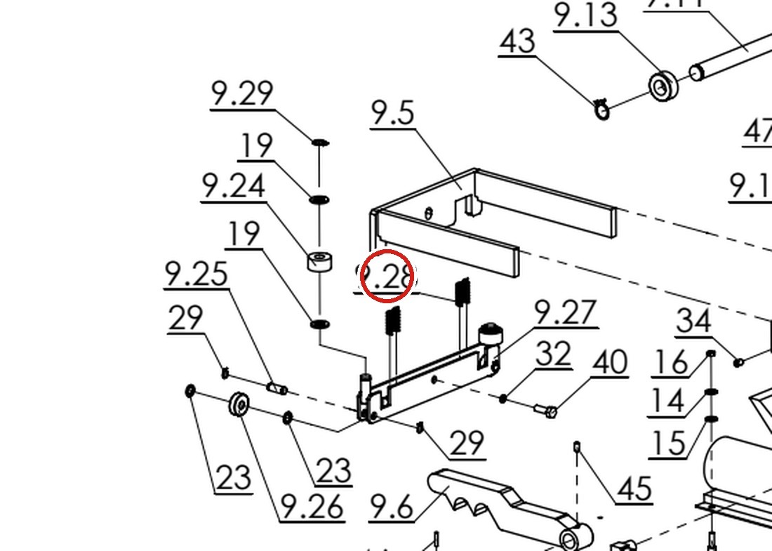 Direct Lift H4P-9401 Spring for RJ70 Rolling Jack – Pro 14F 4-Post Lift parts diagram