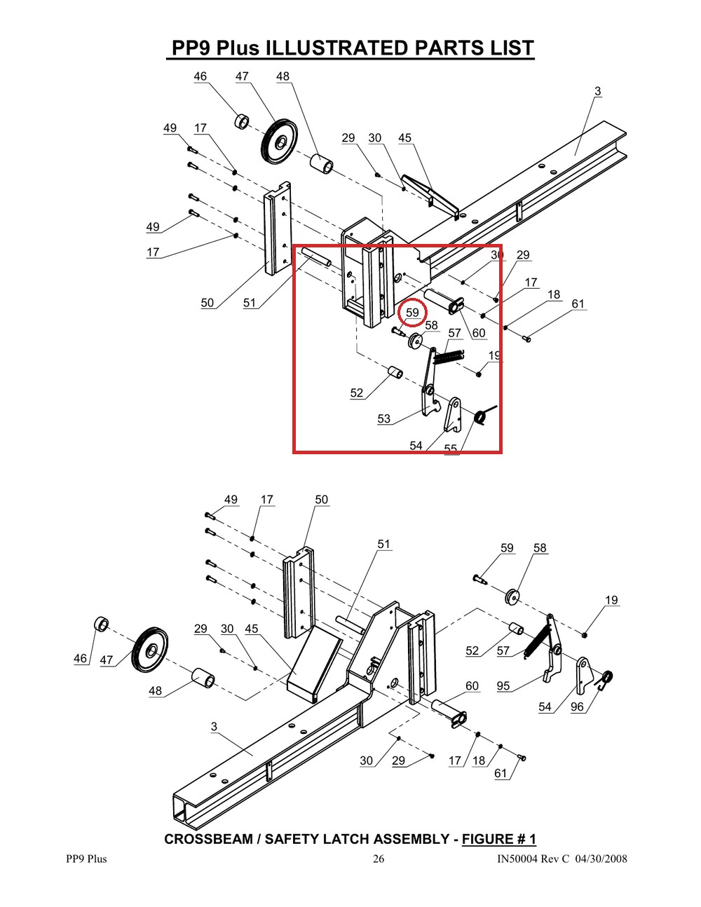 Direct Lift NH4D-1006 Cable Sheave B Shaft - 9K Parking Wider V & PP9+ 9K 4-Post - full parts breakdown drawing