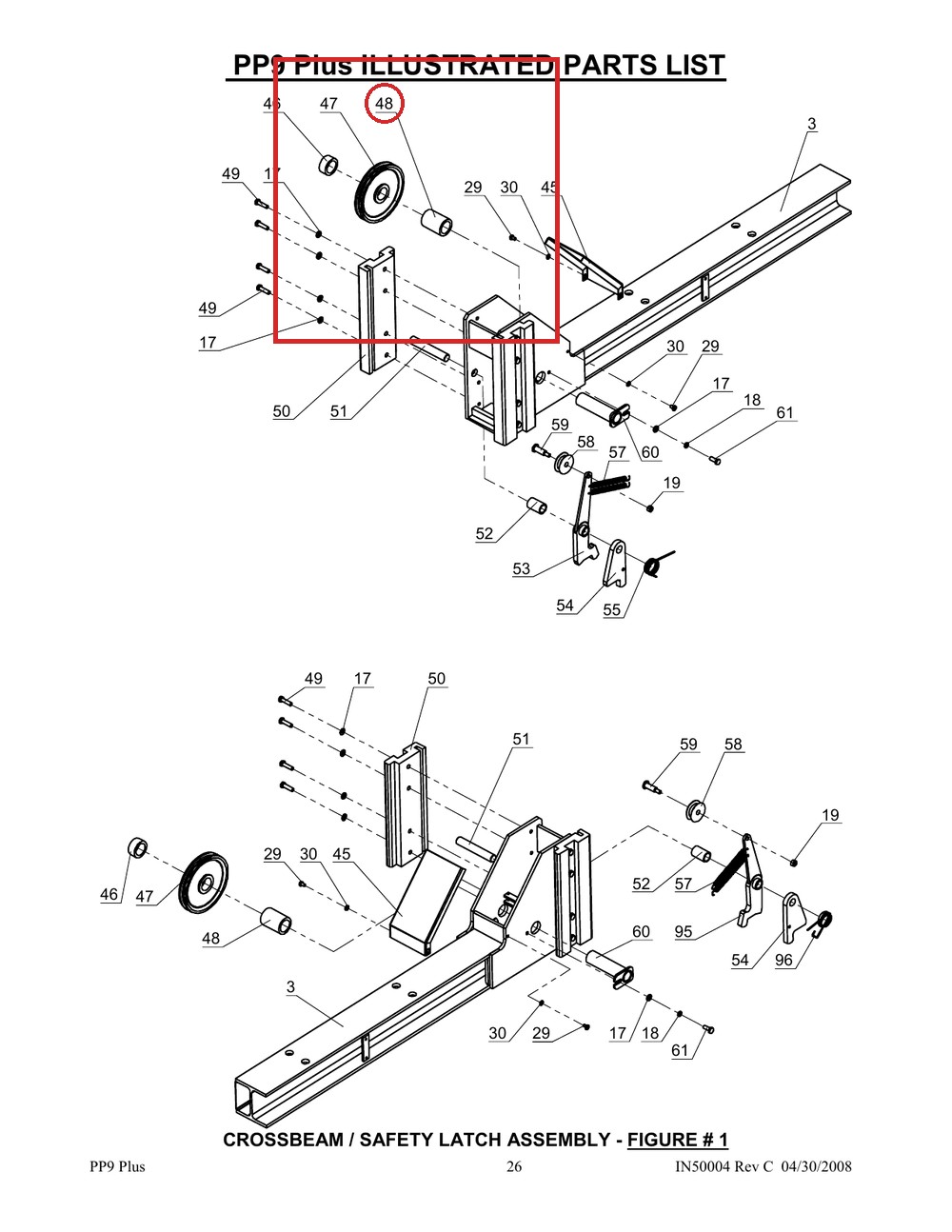 Direct Lift NH4D-1013 Bushing B - 9K Parking Wider V & PP9+ 9K 4-Post - full parts breakdown drawing