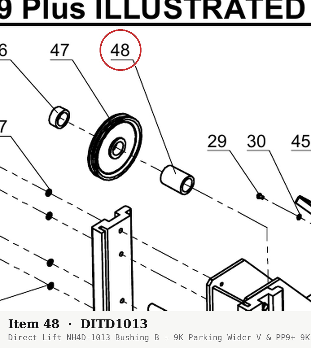 Direct Lift NH4D-1013 Bushing B - 9K Parking Wider V & PP9+ 9K 4-Post - parts drawing detail