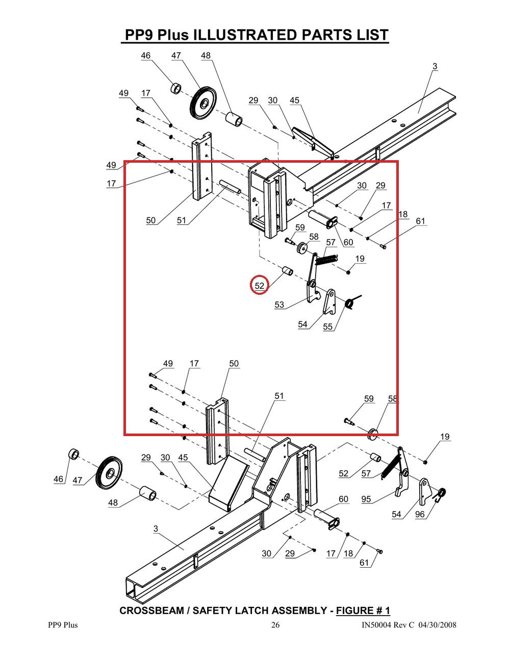 Direct Lift NH4D-1014 Bushing C - 9K Parking Wider V & PP9+ 9K 4-Post - full parts breakdown drawing