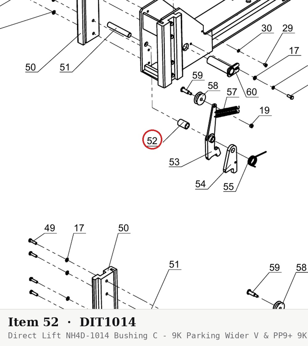Direct Lift NH4D-1014 Bushing C - 9K Parking Wider V & PP9+ 9K 4-Post - parts drawing detail