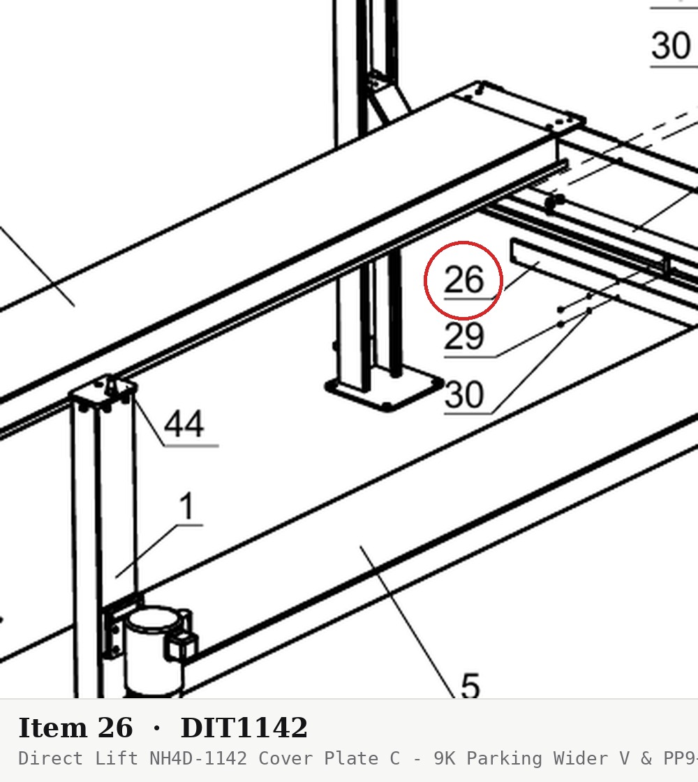 Direct Lift NH4D-1142 Cover Plate C - 9K Parking Wider V & PP9+ 9K 4-Post - parts drawing detail