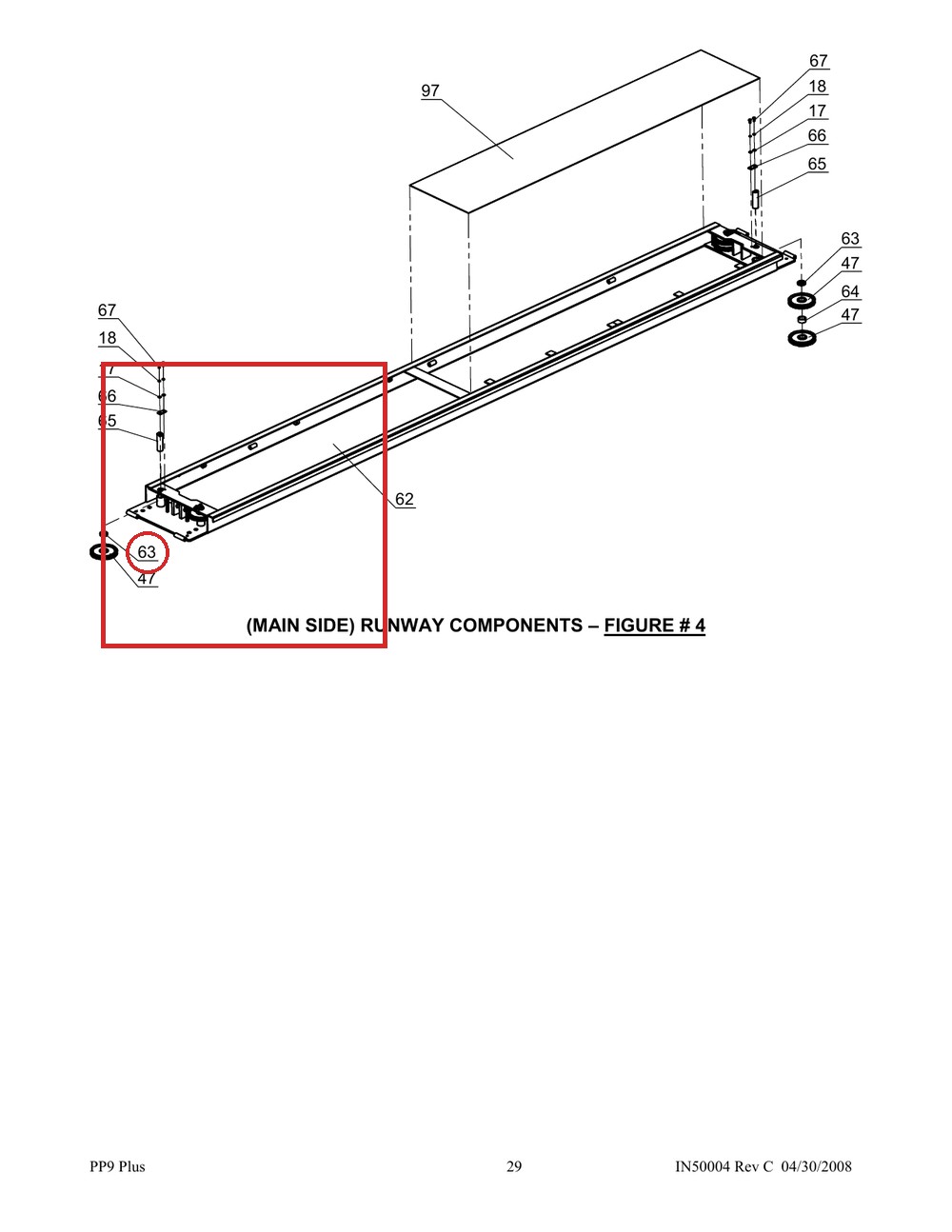 Direct Lift NH4D-2002 Bushing E (Spacer) - 9K Parking Wider V & PP9+ 9K 4-Post Runway - full parts breakdown drawing