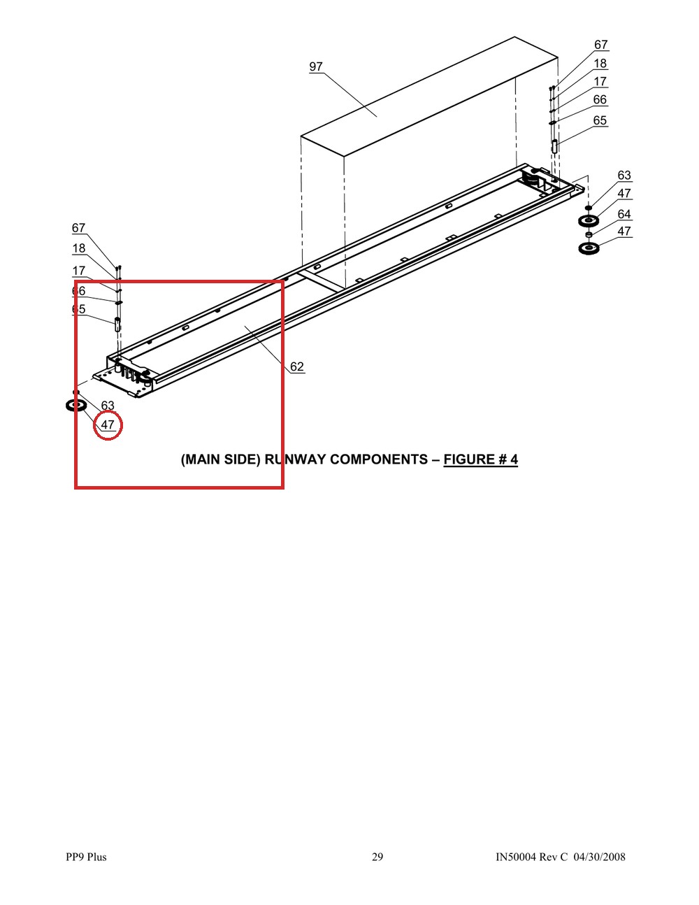 Direct Lift SH4D-2002 Cable Sheave for PP9+ 9K 4-Post & 9K Parking Lift - full parts breakdown drawing