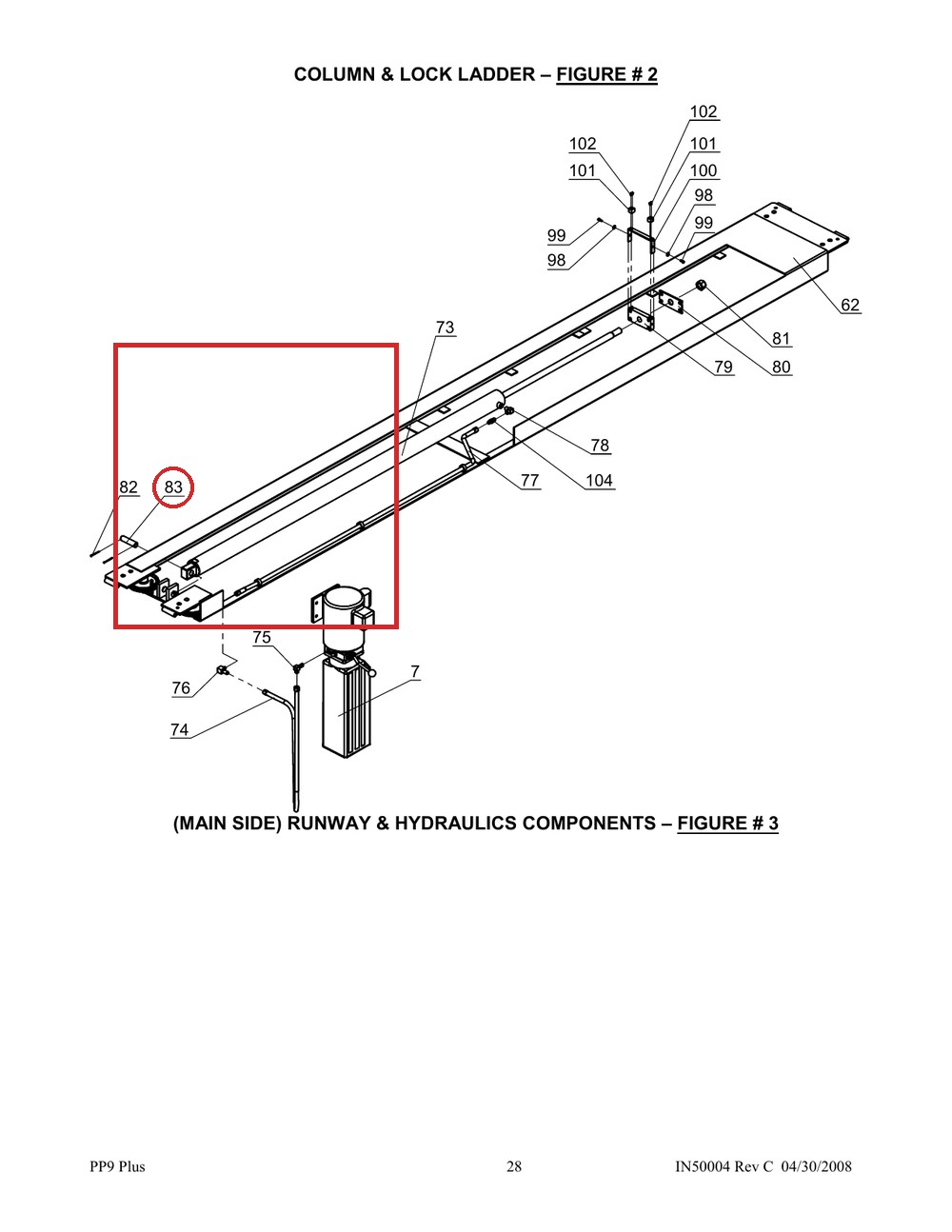 Direct Lift SH4D-8030 Cylinder Pin - PP9+ 9K 4-Post & 9K Parking Wider V Hydraulics - full parts breakdown drawing