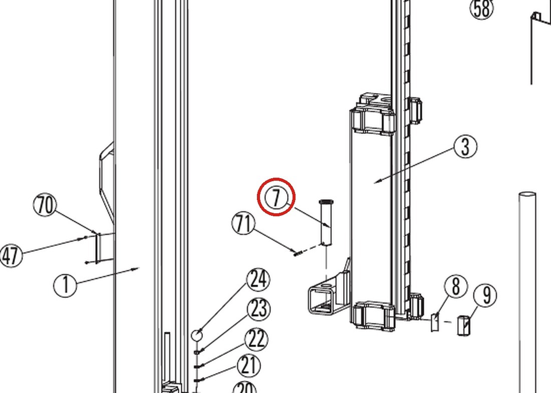 DIRECT LIFT SWING ARM PIN WELDMENT 1.5 D x 6" long 30400-5005 (review - lk) parts diagram