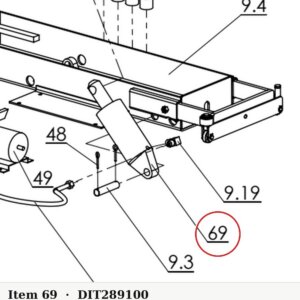 Direct Lift YG28-9100 Rolling Jack Cylinder for RJ-70 (PRO14F 14K Lifts) - parts drawing detail