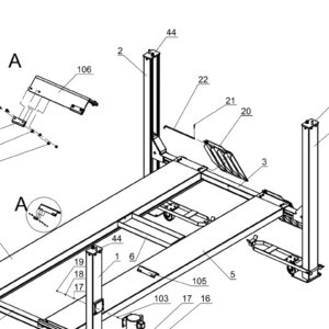 Direct Lift SH4D-1100 Plain Column Weldment (Pin Column) for PP9+ 9K 4-Post & 9K Parking Lift