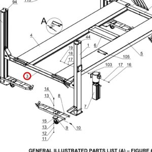Direct Lift SH4D-2100G Cross Beam (Yoke Weldment) for 9K Parking Lift (Wider V)