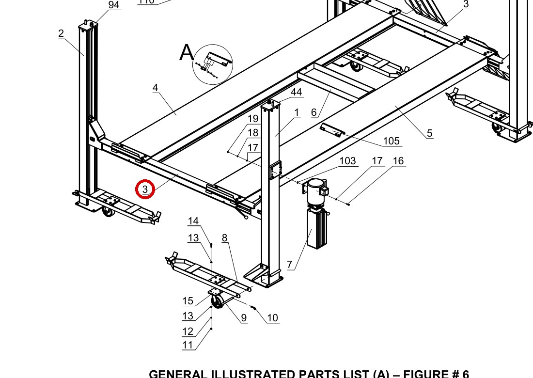 Direct Lift SH4D-2100G Cross Beam (Yoke Weldment) for 9K Parking Lift (Wider V)