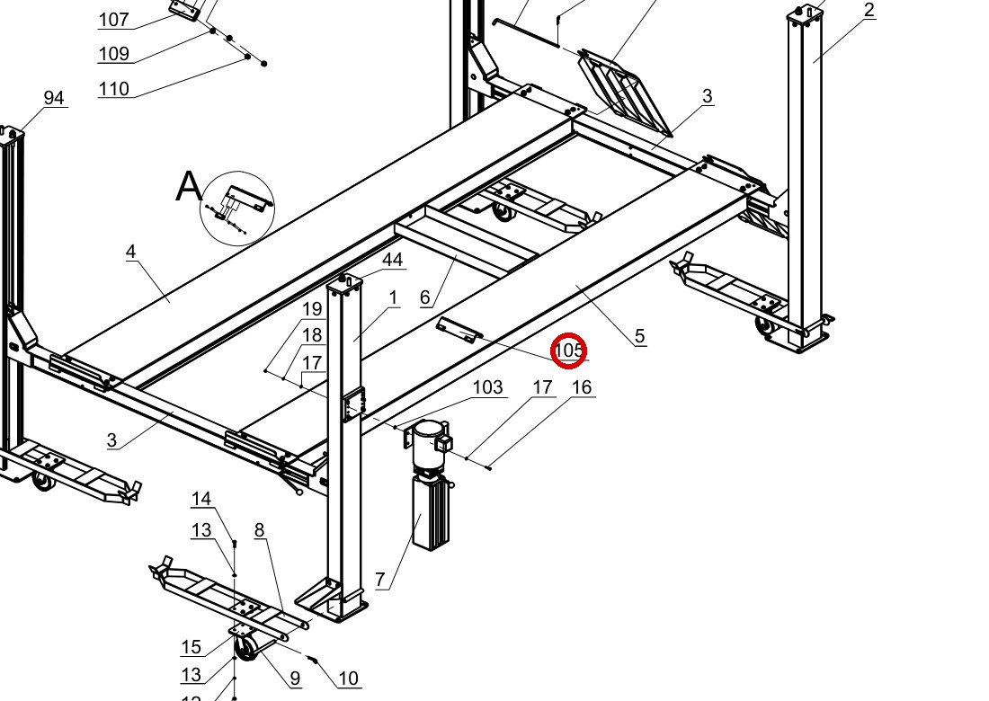 Direct Lift H4P-R3100 Wheel Chock / Wheel Stop for Pro Park 8 Plus & CR14 4-Post Lifts